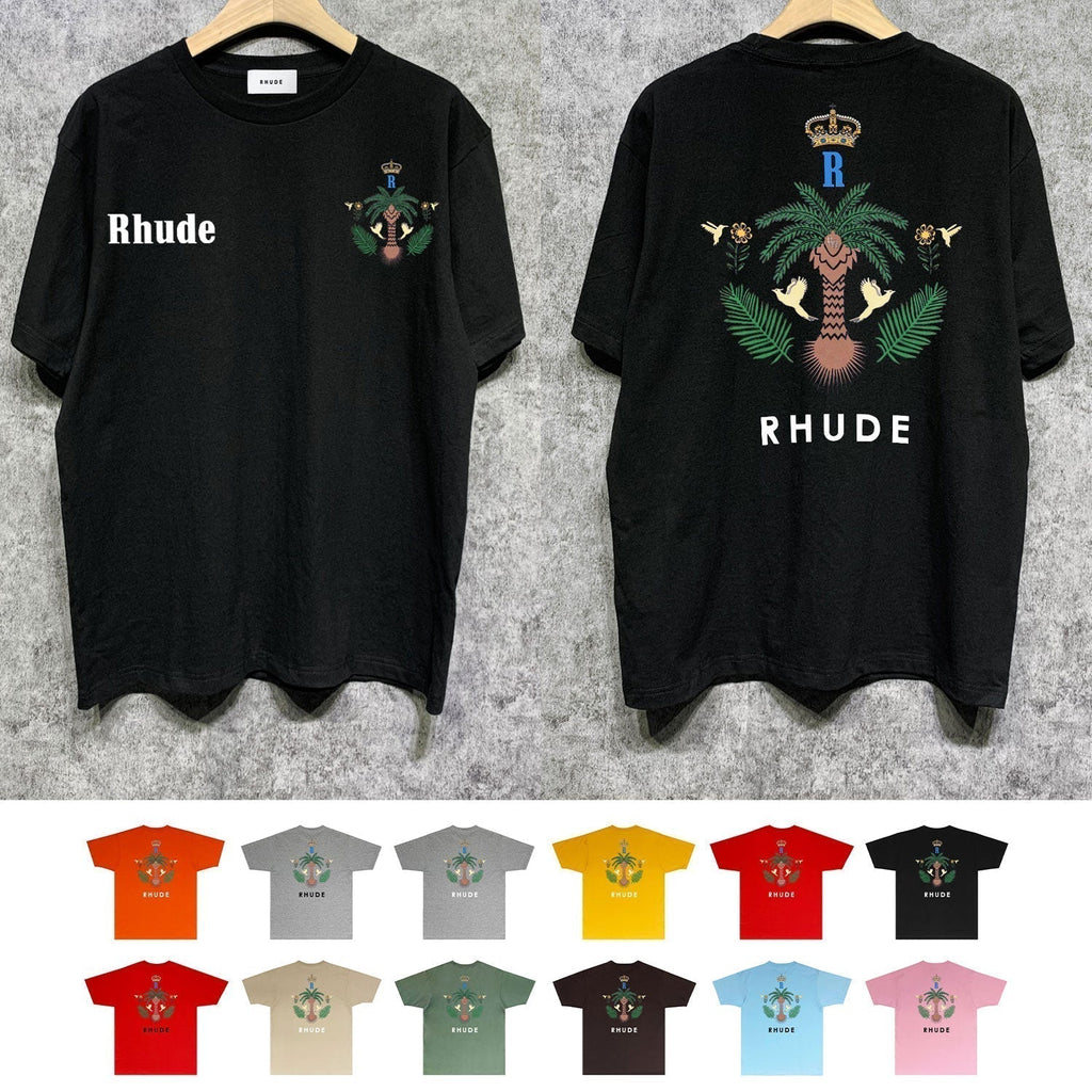 Rhude T-shirts Printed Trendy Pure Cotton